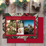 Juli Rustic Pput Family 4 Photo Collage Julkort<br><div class="desc">Den här designen innehåller jultema och Helgdag med Modern och Festive Pput,  Julgranar,  Jingle Klockor och Traditional Grönt och Red Färg.</div>