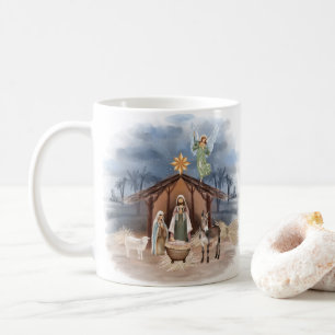 Juli, rustik, vattenfärgsaktivitet i bondgården kaffemugg