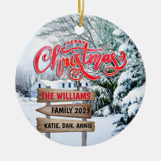 Juli, Rustiska skogar, Winter snö Woodland Julgransprydnad Keramik