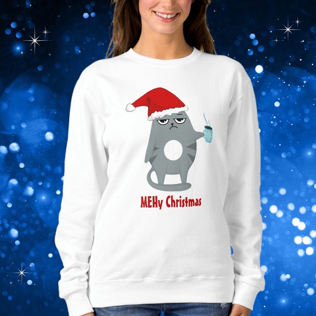 Juli Sarkastic Cute Santa Cat jul T Shirt (Available in many different styles, types, sizes and colors. Edit the phrase to make it your own. )