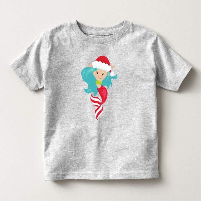 Juli-Sjöjungfrun, Santa Hat, Julafton, nyår T Shirt (Framsida)