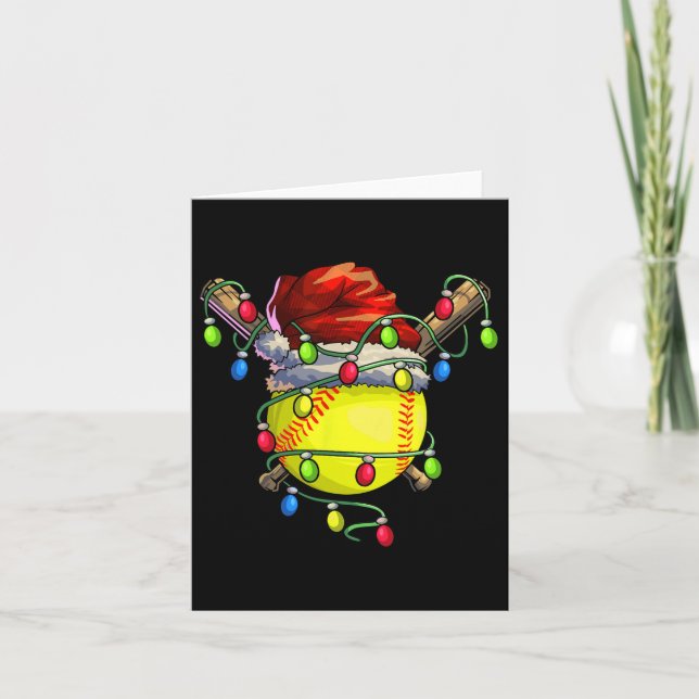 Juli Softball Julafton Ljus-softball Kort (Framsida)