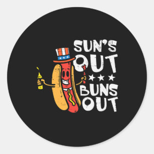 Juli Sol ut och ut på Hotdog Patriotic Manar Kvinn Runt Klistermärke