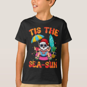 Juli Sommälskare Strand Santa Tis Havs-solen T Shirt