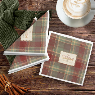 Juli Tartan Brick Red Grönt ID1141A Pappersservett