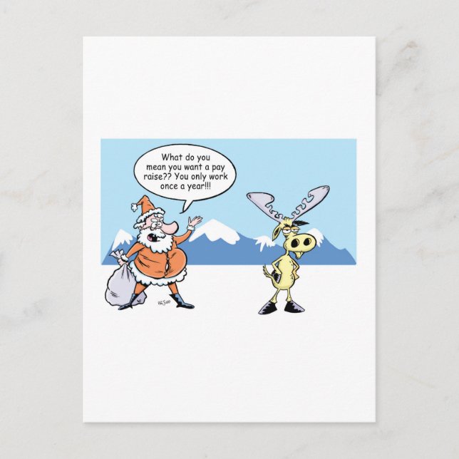 Juli-Tecknaden Santa and Reindeer på Strejka Helg Vykort (Framsida)