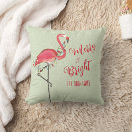 Juli Typografi Beach Rosa Flamingo Kudde