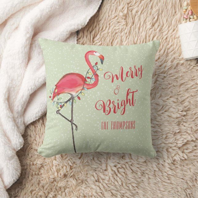 Juli Typografi Beach Rosa Flamingo Kudde (Filt)