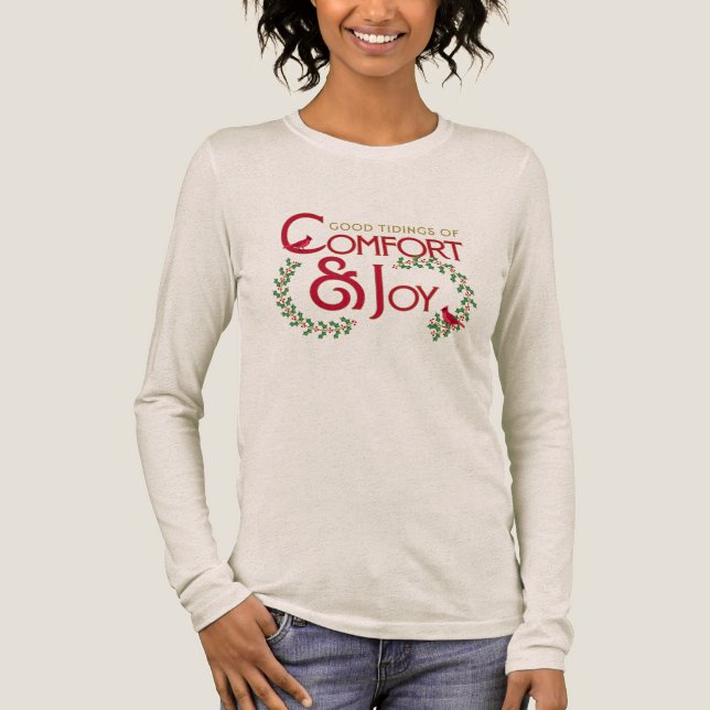 Juli Typography Comfort och Joy Holly T Shirt (Framsida)