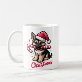 Juli-tyska shepherd med Santa Hat Kaffemugg