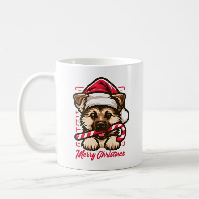 Juli-tyska shepherd med Santa Hat Kaffemugg (Vänster)