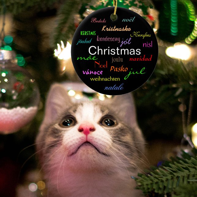 Juli-Världen runt i Black Circle Julgransprydnad Keramik (Skapare uppladdad)