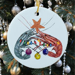Juli Vatercolor Shrimp Crustacean Julgransprydnad Keramik<br><div class="desc">Den här designen kan vara personlig om du väljer Redigera design. Du kan också överföra till andra objekt. Kontakta mig på colorflowcreations@gmail.com eller använda alternativet chatta överst på sidan om du vill ha den här designen på en annan produkt eller behöver hjälp med den här designen. Se mer av mina...</div>