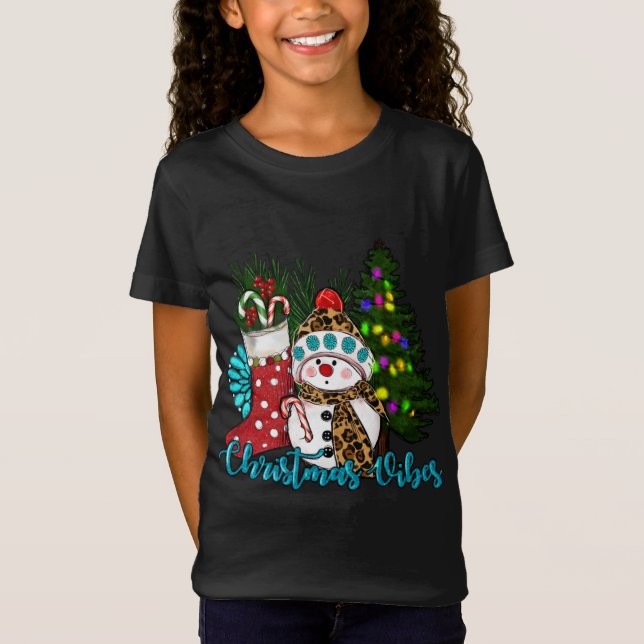 Juli Vibes Cute Snögubbe, julklapp T Shirt (Framsida)