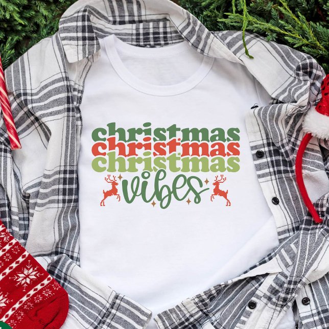 Juli Vibes Retro Groovy Helgdagar jul T Shirt (Christmas Vibes Retro Groovy Christmas Holidays T-Shirt)