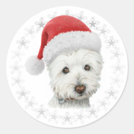 Juli Westie Hund Art Runt Klistermärke