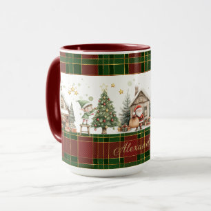 Juli-workshop Elves Red Grönt Plaid Jul Mugg