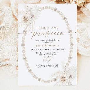 JULIA Boho Blommigt Pearls & Prosecco Möhippa Inbjudningar