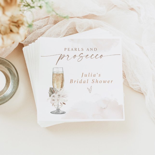 JULIA Boho Blommigt Pearls & Prosecco Möhippa Pappersservett (Skapare uppladdad)