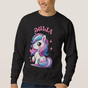 Julia Cute Unicorn Design for Girls Namn Julia Lång Ärmad Tröja