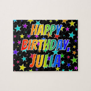 "JULIA" Första Namn, Roligten "GRATTIS PÅ FÖDEL Pussel
