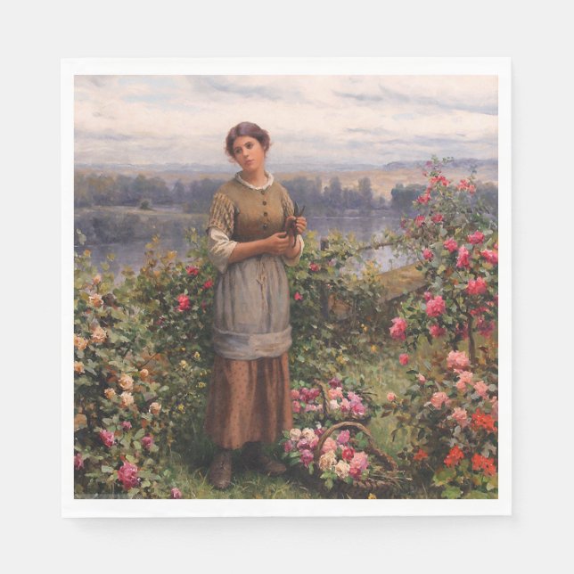 Julia Gathering Ro (vackra flickor och blommor) Pappersservett (Framsidan)