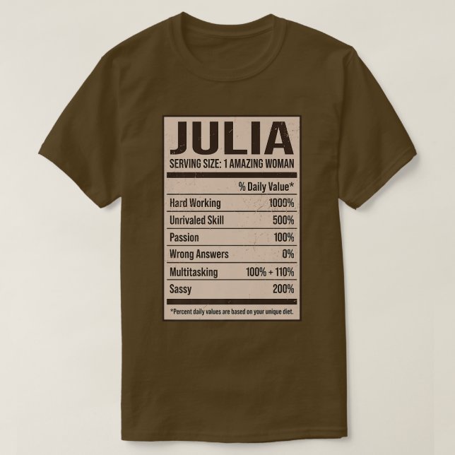 Julia Nutrition Facts Namn Nickname Alias Title fo T Shirt (Design framsida)