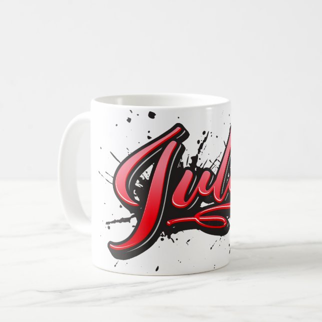 Julia red Heart Graffiti Tasse Kaffeetasse Kaffemugg (Framsida vänster)