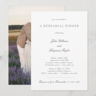 Julia Simple Silver Script Photo Rehearsal Middag Inbjudningar