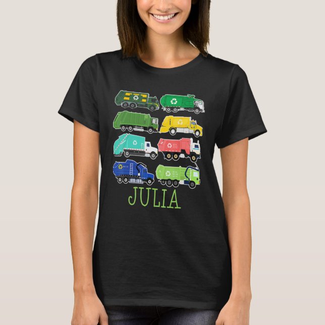 Julia Trash Truck For Kids Collector Ecologist Gar T Shirt (Framsida)