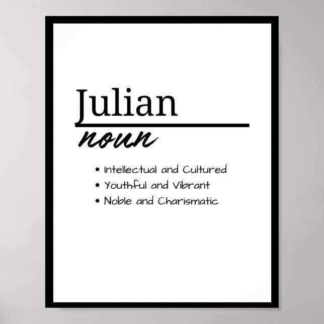 Julian, Boy Personlig Namn Definition Poster (Framsidan)