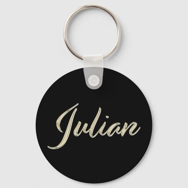 Julian Namn vitguld Button Nyckelring (Framsida)
