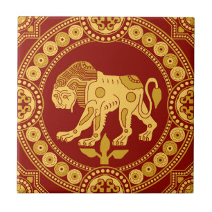 Julians Lejon på Red Ceramic Tile Kakelplatta