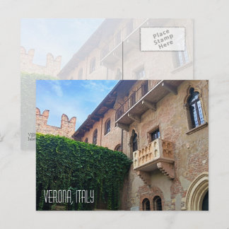 Julias balkong i Verona Italien Resa souvenir Vykort