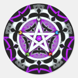 Julia's Kråka Pentacle Runt Klistermärke