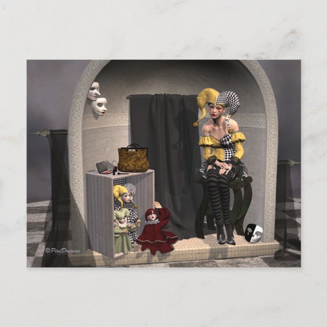 "Julia's Puppet Theater" - vykort (Framsida)