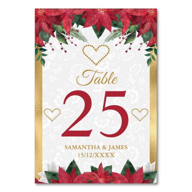 Juliasmin Krukor Poinsettia Jul Vinter Bröllop Bordsnummer (Framsidan)