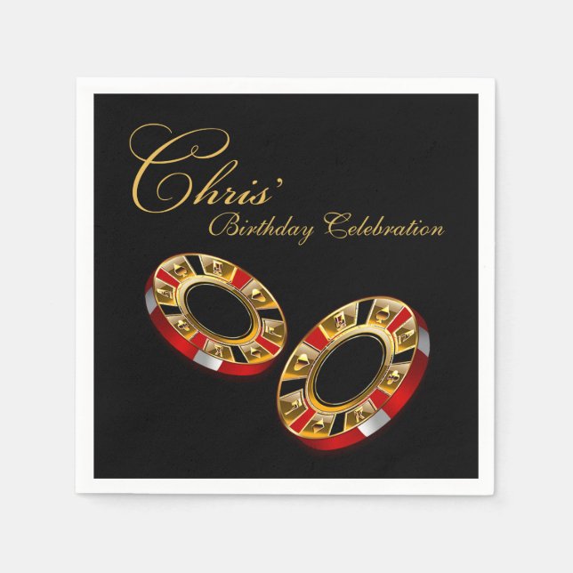 Julie Casino Stil Party ASK MIG 4 NAMN I CHIP Pappersservett (Framsidan)