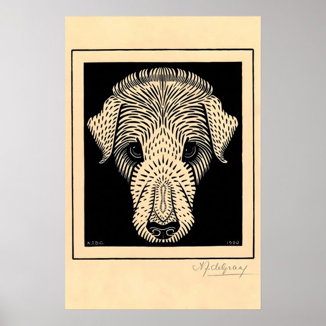 Julie de Graag 1917 Djur POSTER TRYCK Hund Katt (Framsidan)