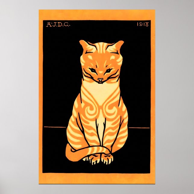 Julie de Graag 1917 Djur POSTER TRYCK Hund Katt (Framsidan)
