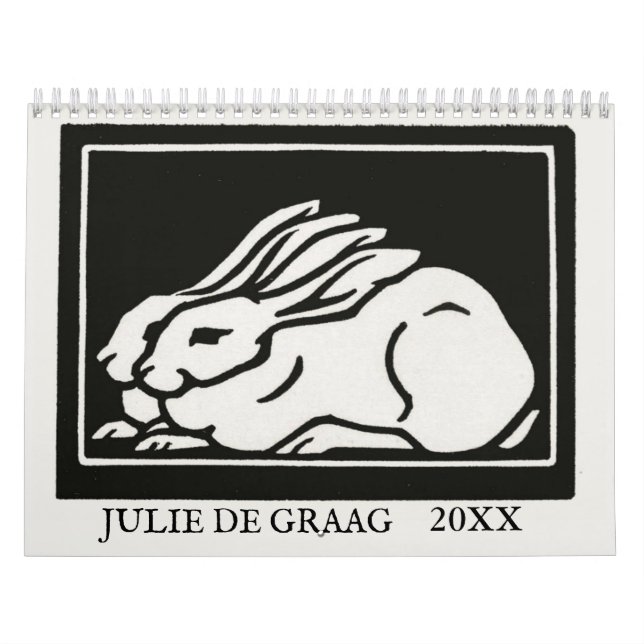 Julie de Graag Art Nouveau Träsnitt Anpassat År Kalender (Omslag)