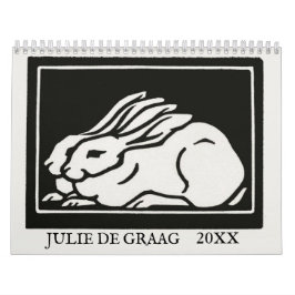 Julie de Graag Art Nouveau Träsnitt Anpassat År Kalender