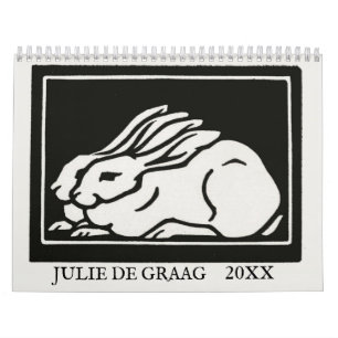 Julie de Graag Art Nouveau Träsnitt Anpassat År Kalender