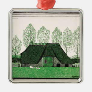 Julie de Graag, bondhus med Thatched Tak, Julgransprydnad Metall