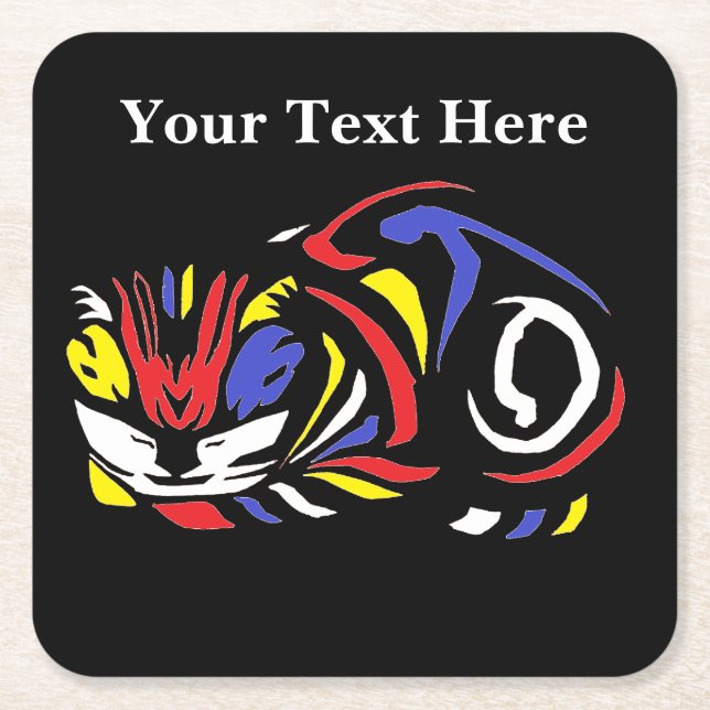 Julie de Graag Woodcut cat (multi färg) Underlägg Papper Kvadrat (Framsidan)