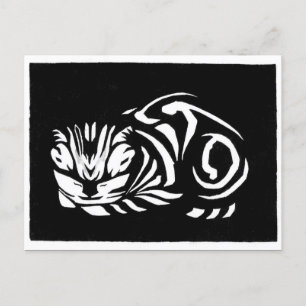 Julie de Graag Woodcut cat Vykort