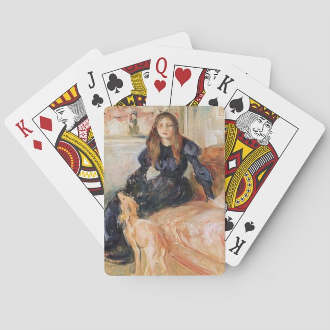 Julie Manet och hennes Greyhound (av Berthe Moriso Casinokort (Baksidan)