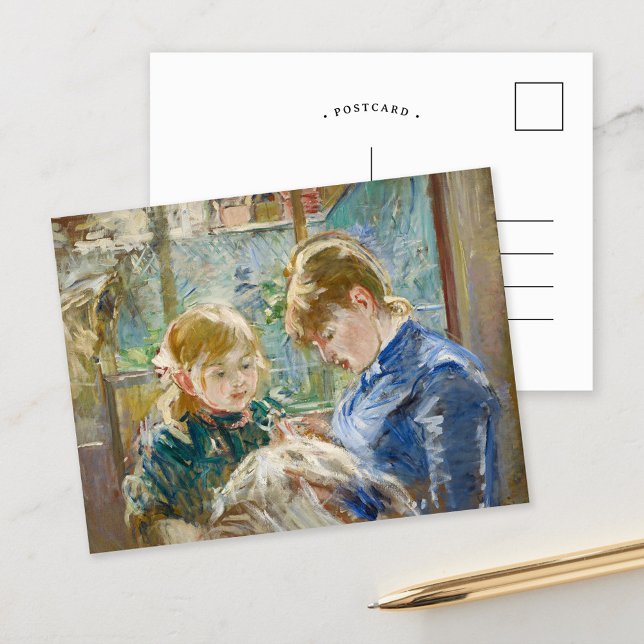 Julie med Hennes Nanny | Berthe Morisot Vykort (Skapare uppladdad)