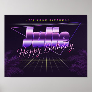 Julie Namn Vorname lila retro Poster Geburtstag