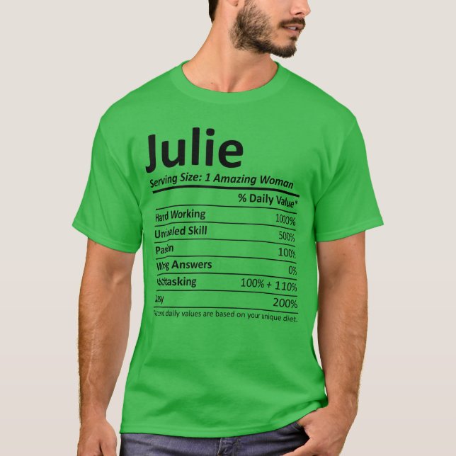 Julie Nutrition Personalized Name Funny Idea boy f T Shirt (Framsida)